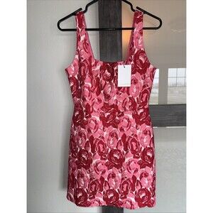 Dalina Jacquard Krissa Bow Mini Dress Size Medium Pink Floral